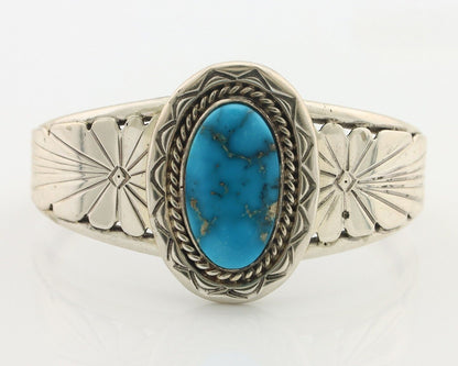 Navajo Bracelet 925 Silver Natural Fox Mine Turquoise Signed Doug Zachary C.80's