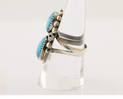 Navajo Handmade Ring 925 Silver Natural Tuquoise Artist Signed JM C.80's