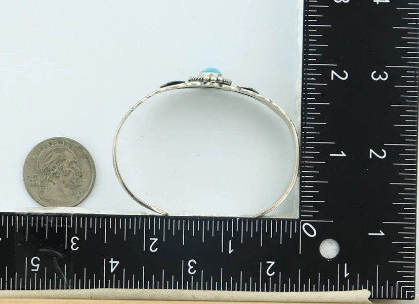 Navajo Cuff Bracelet Sterling Silver Turquoise Handmade Vintage Native Artist