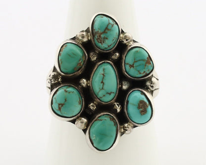Navajo Ring 925 Silver Spiderweb Turquoise Artist Signed LP C.80's
