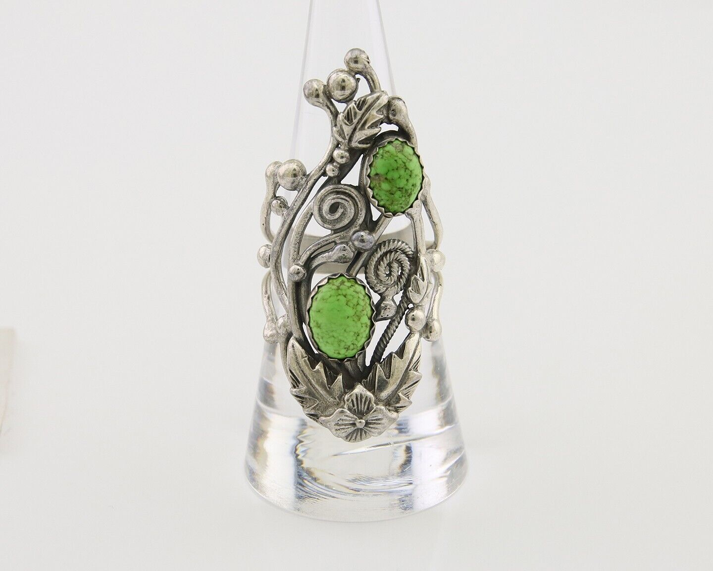 Navajo Ring 925 Silver Natural Gaspiete Artist Signed Prairie Fire C.80's