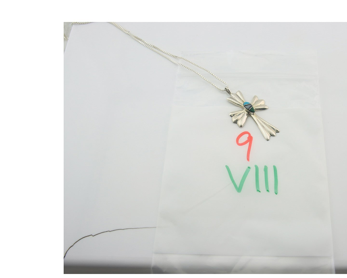 Navajo Cross Necklace Sterling Silver Authentic Natural Gemstones Signed M