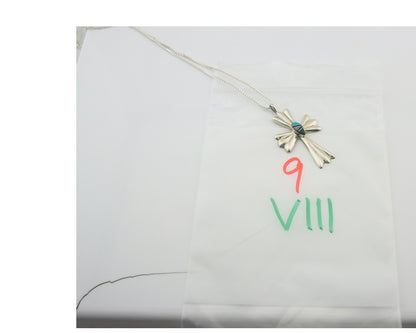 Navajo Cross Necklace Sterling Silver Authentic Natural Gemstones Signed M