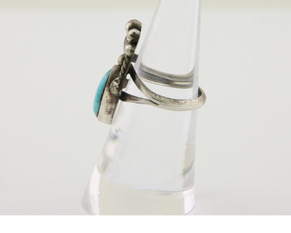 Navajo Handmade Ring 925 Silver Turquoise Signed LS C.80's