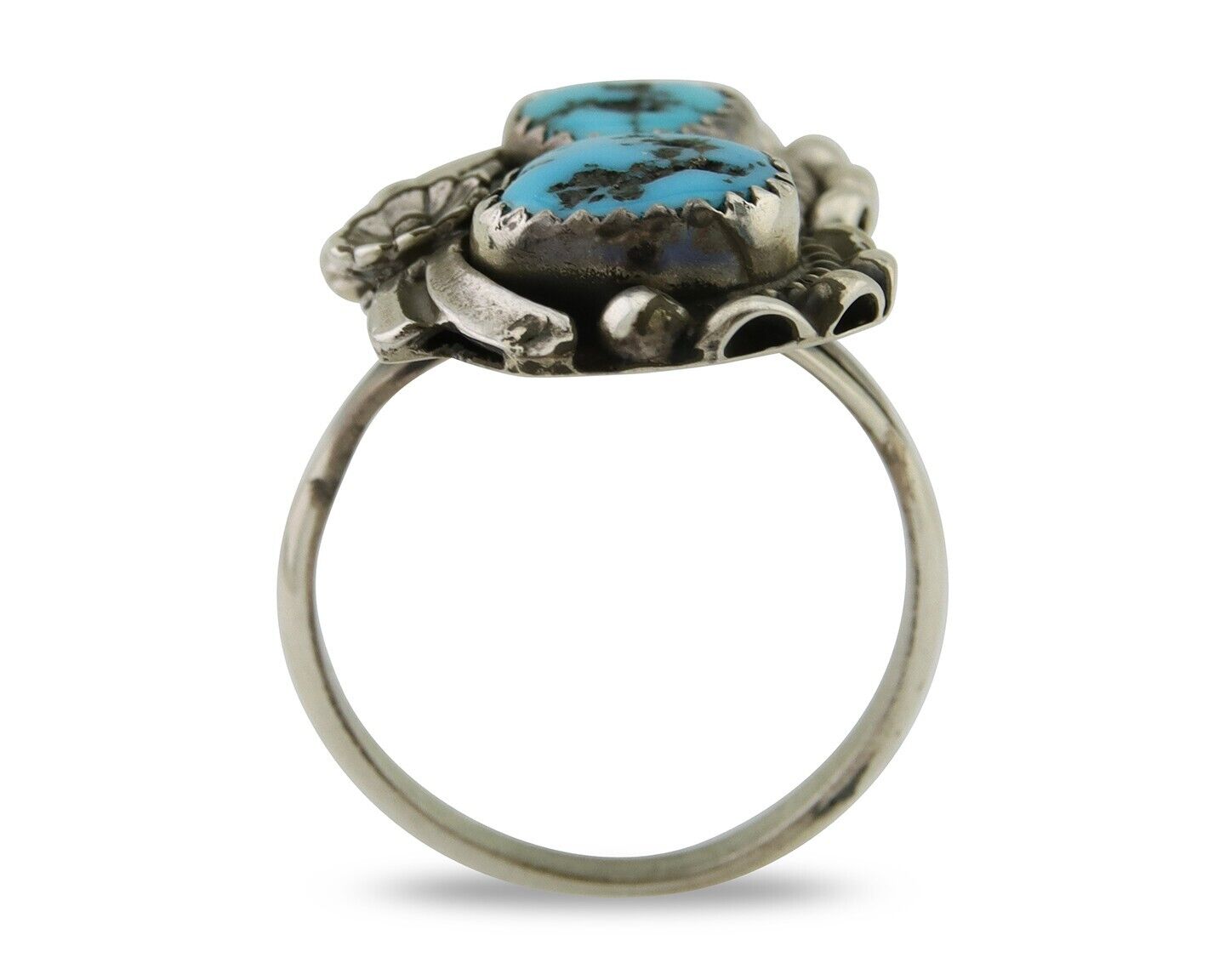Navajo Ring 925 Silver Blue Turquoise Artist Signed SE C.80's