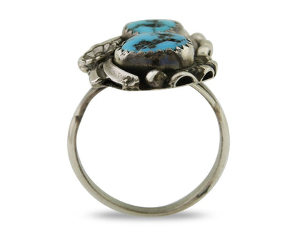 Navajo Ring 925 Silver Blue Turquoise Artist Signed SE C.80's