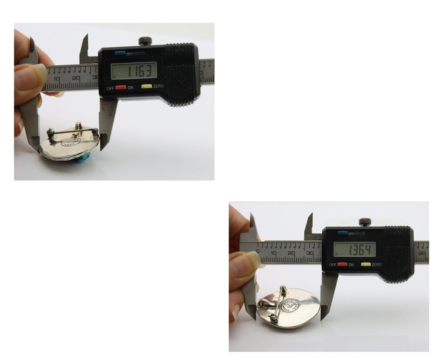 Navajo Pin Pendant 925 Silver Sea Foam Turquoise Artist Signed Hyson Craig C.80s