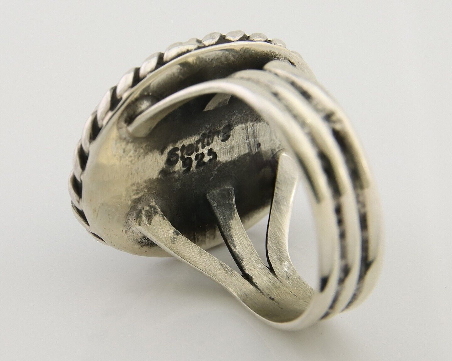 Navajo Ring 925 Silver Natural Malachite Native American Artist C.80's