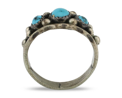 Navajo Ring 925 Silver Blue Turquoise Artist Signed SkyStone Creations C.80's