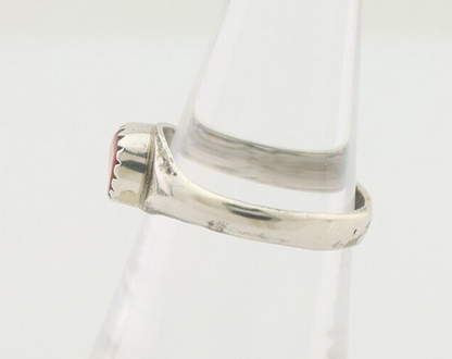 Navajo Handmade Ring 925 Silver Natural Mediterranean Coral Native Artist C.80's
