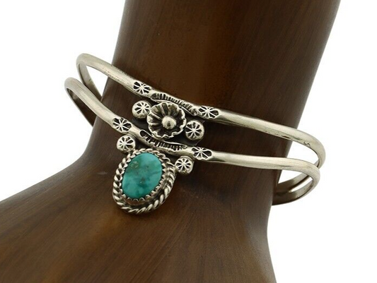 Navajo Bracelet 925 Silver Kingman Turquoise Artist Native American C.80's