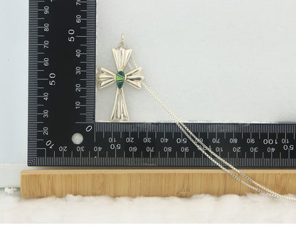 Navajo Cross Necklace Sterling Silver Authentic Natural Gemstones Signed M