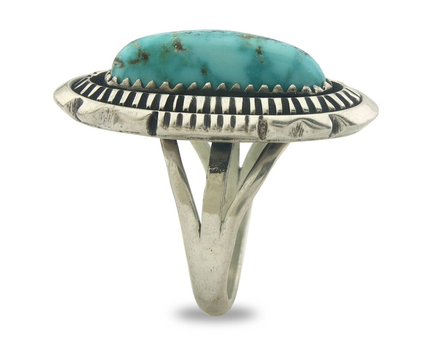 Navajo Ring 925 Sterling Turquoise Handmade Native Artist C.80's Size 6.0