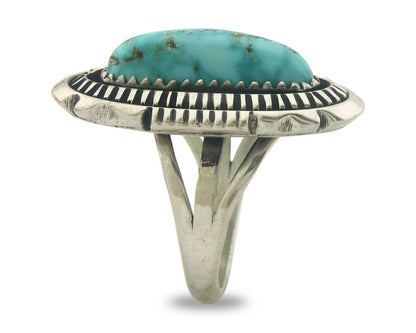 Navajo Ring 925 Sterling Turquoise Handmade Native Artist C.80's Size 6.0