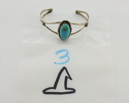 Navajo Bracelet 925 Silver Kingman Turquoise Artist Signed IJC C.80's