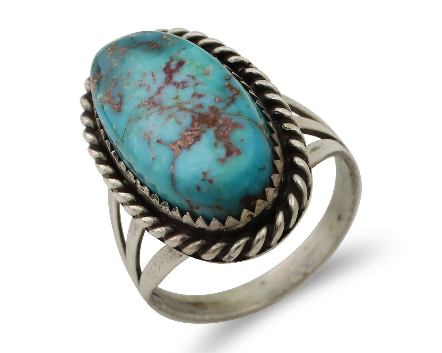 Navajo Ring 925 Silver Natural Turquoise Native American Artist C.80's