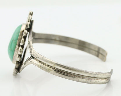 Navajo Bracelet 925 Silver Natural Turquoise Artist Signed L Platero C.80's