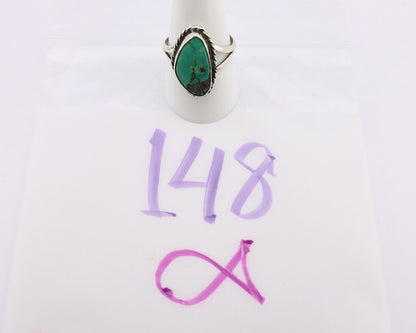 Navajo Ring 925 Silver Natural Turquoise Artist Signed Rabbit Stick C.80's