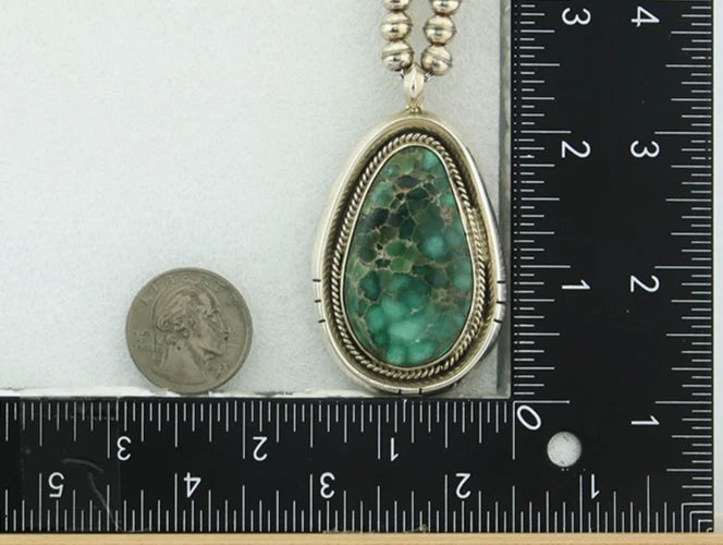 Navajo Necklace 925 Sterling Silver Turquoise Vintage Signed Fred Guerro C.80's