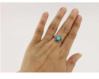 Navajo Ring 925 Silver Turquoise Artist Signed SkyStone Creations C.80's