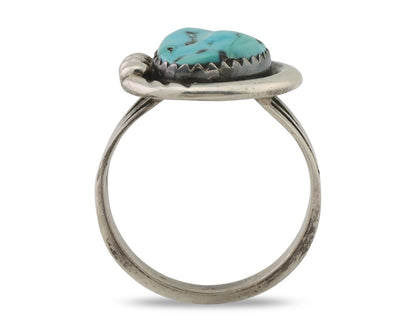Navajo Ring 925 Silver Sleeping Beauty Turquoise Signed IROYBAI C.80's