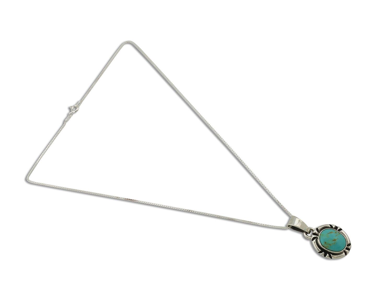 Navajo Necklace 925 Silver Arizona Turquoise Handmade Signed Gecko C.90's