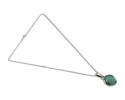 Navajo Necklace 925 Silver Arizona Turquoise Handmade Signed Gecko C.90's