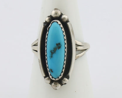 Navajo Ring .925 Silver Sleeping Beauty Turquoise Signed SkyStone Creations C80s