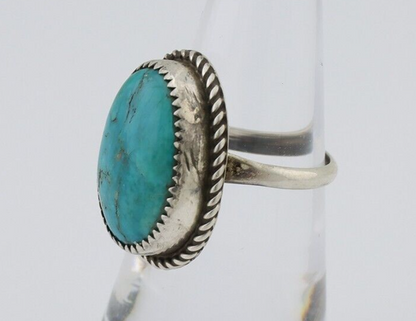 Navajo Ring 925 Silver Kingman Turquoise Native American Artist C.80's
