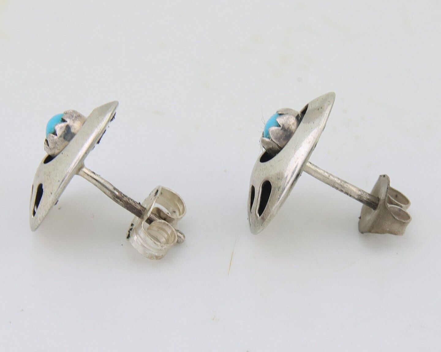 Navajo Paw Earrings 925 Silver Turquoise Native American Artist C.80's