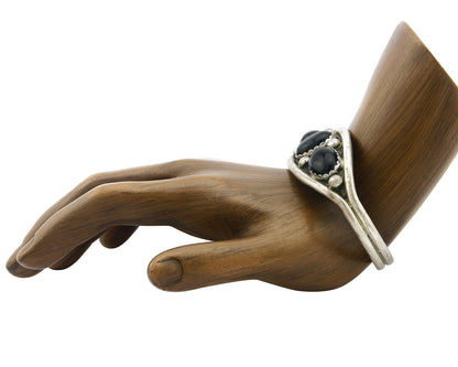 Navajo Cuff Bracelet .925 Silver Onyx Native American C.80's