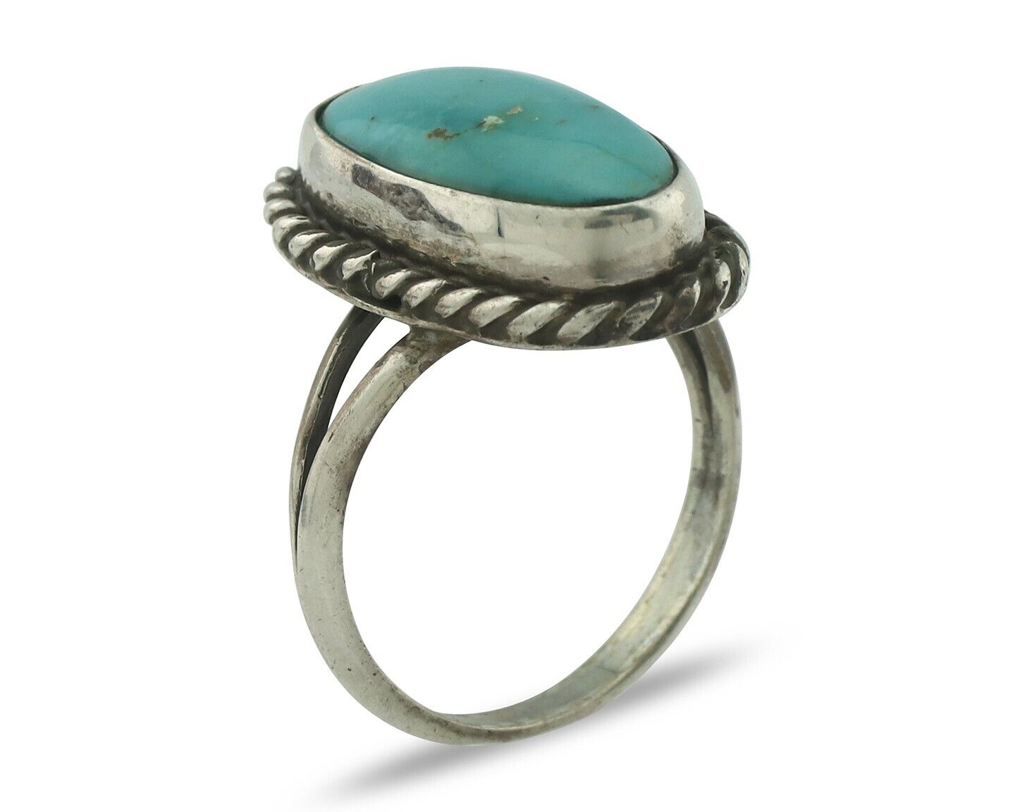 Navajo Ring 925 Silver Natural Blue Turquoise Signed M Montoya C.80's