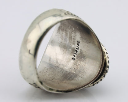 Navajo Ring 925 Silver Natural Blue Lapis Lazuli Native American Artist C.80's
