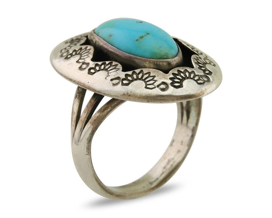 Navajo Handmade Ring 925 Silver Natural Arizona Signed M Horse C.80's