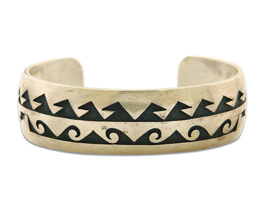 Hopi Bracelet 925 Silver Handmade Cuff Artist Signed AA C.80's