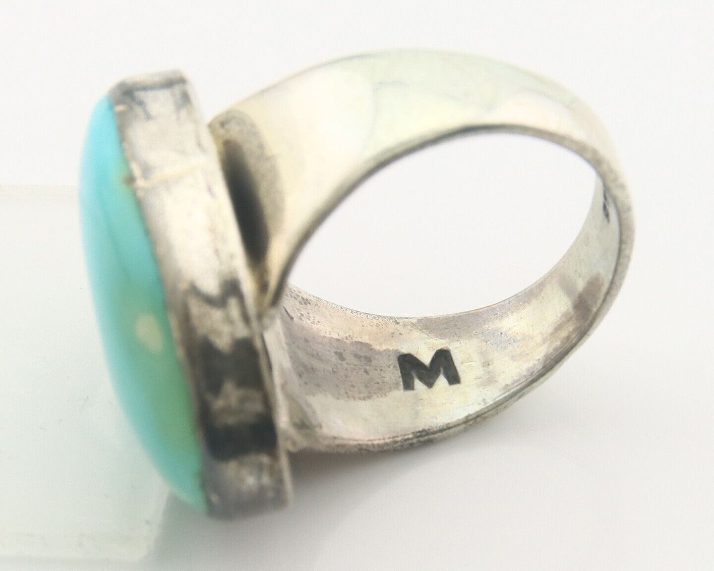 Navajo Ring 925 Sterling Turquoise Handmade Signed M Montoya C.80's Sz 9.75
