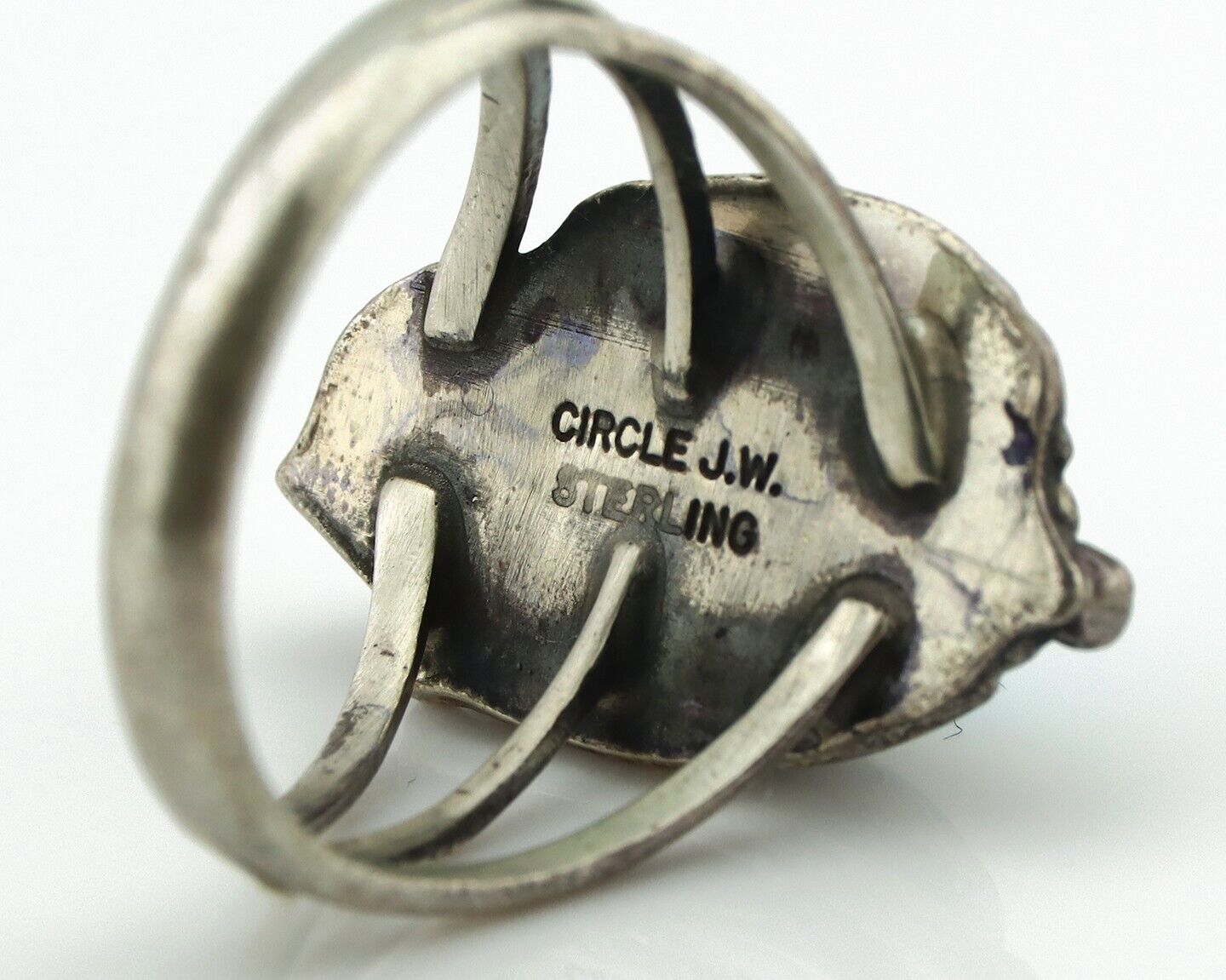 Navajo Ring 925 Silver Sleeping Beauty Turquoise Artist Signed JW C80