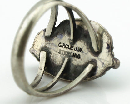 Navajo Ring 925 Silver Sleeping Beauty Turquoise Artist Signed JW C80
