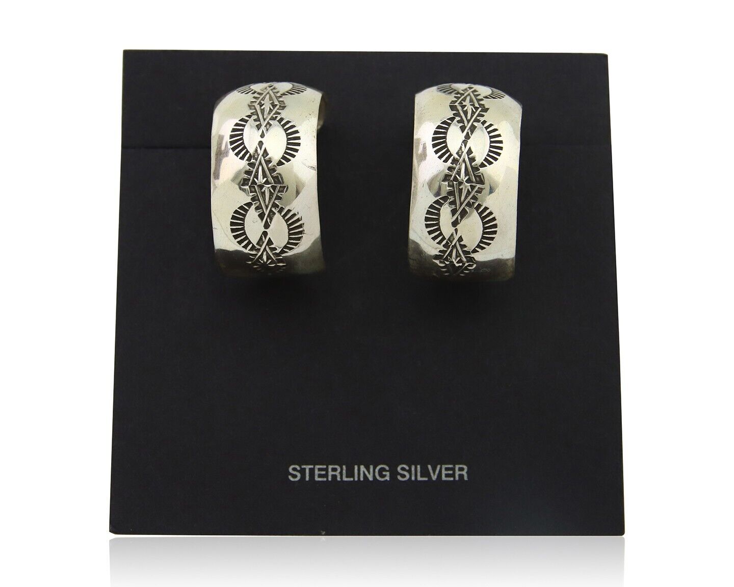 Navajo Earrings 925 Silver Half Hoop Handmade Native American Artist C.80's