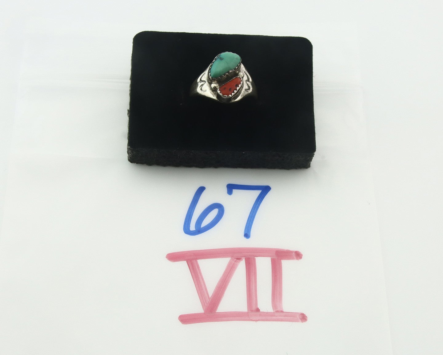 Vintage Navajo Ring 925 Sterling Silver Natural Gemstone Authentic Size 7.25