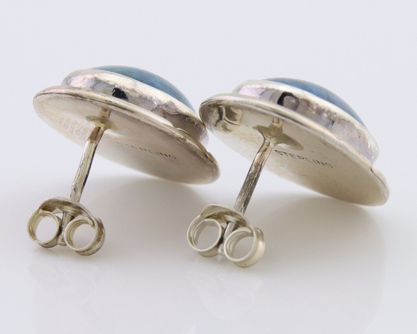 Navajo Paw Earrings 925 Silver Blue Denim Lapis Native American Artist C.80's