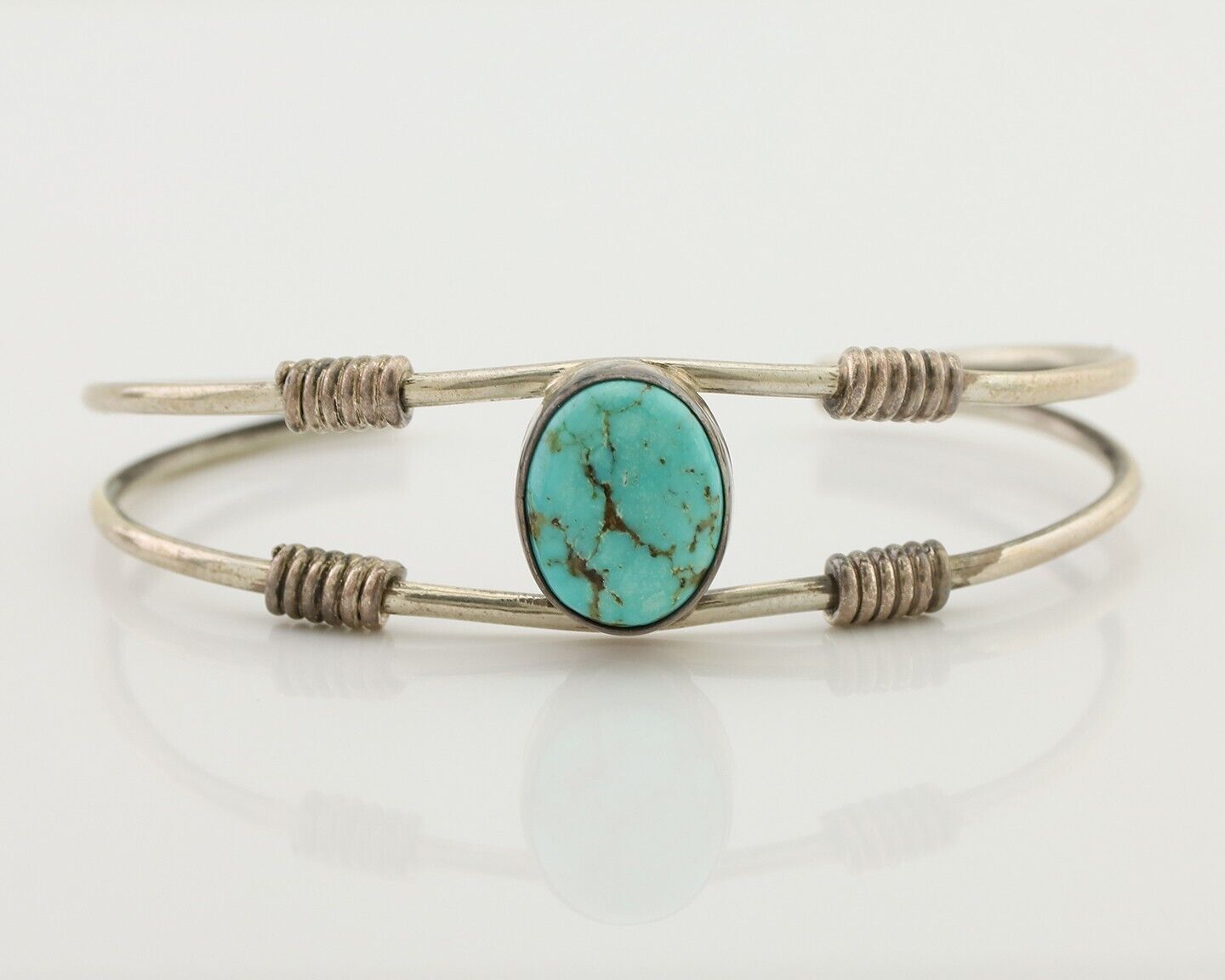 Navajo Bracelet 925 Silver Natural Blue Turquoise Native American C.80's