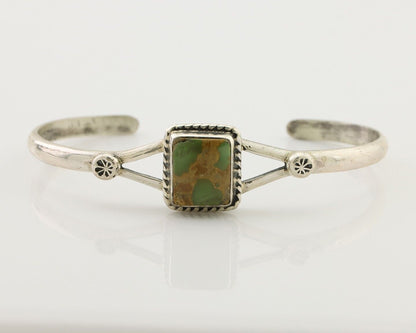 Navajo Bracelet 925 Silver Natural Green Turquoise Native American Artist C.80's