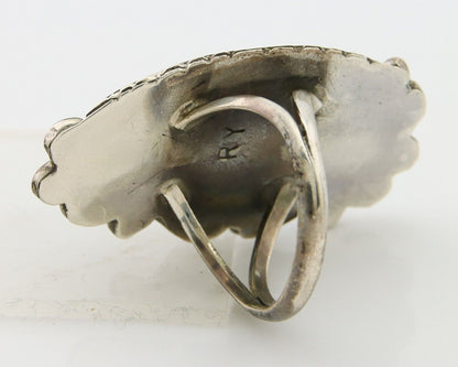 Navajo Ring .925 Sterling Blue Turquoise Artist Signed R Yazzie C.80's