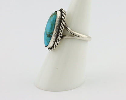Navajo Ring 925 Silver Kingman Turquoise Native American Artist C.80's
