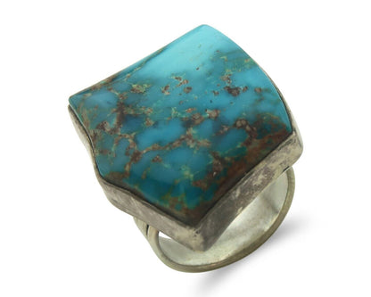 Navajo Ring 925 Sterling Blue Bisbee Turquoise Native Artist C.80's