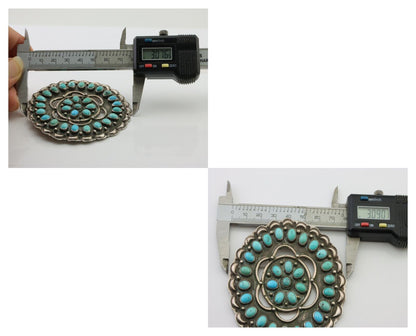 Navajo Pin Pendant 925 Silver Blue Turquoise Native American Artist C.80's