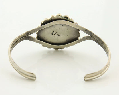 Navajo Cuff Bracelet Sterling Silver Turquoise Vintage Artist Signed LP
