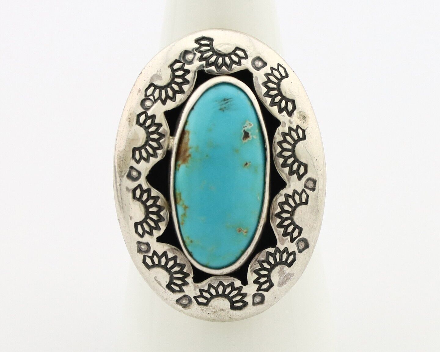 Navajo Ring 925 Silver Natural Blue Turquoise Signed M Montoya C.80's