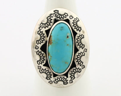 Navajo Ring 925 Silver Natural Blue Turquoise Signed M Montoya C.80's